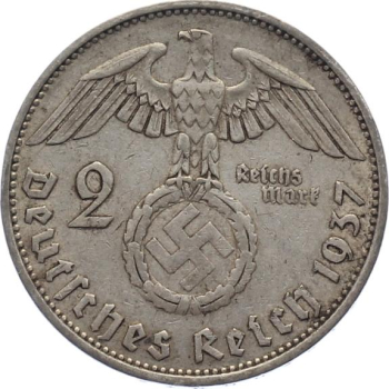 3. Reich 2 Mark 1937 A - Adler über Hakenkreuz